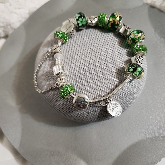 Ag Sterling Silver Green Tree Charm Bead main image 0
